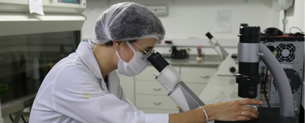 La investigadora Valeria Segatori observando células tumorales en el COMTra. Crédito : Magalí Sánchez / Agencia de Noticias Científicas